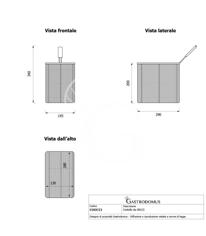 Juego de cestas para cocción de pasta – 3× GN 1/3 – H 200 mm – inox compatible SCP1V90G,SCP2V90G,SCP2V90E,SCP1V90E