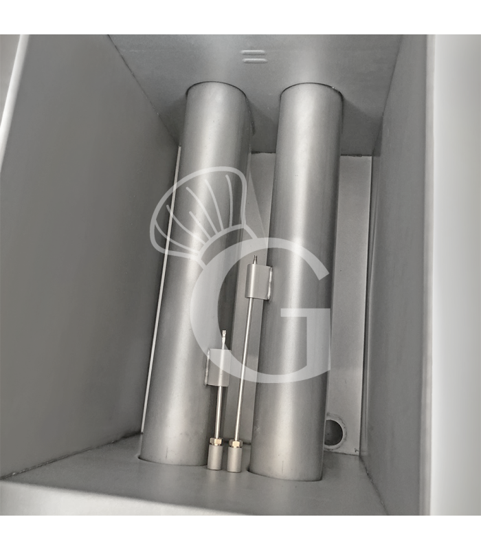 Freidora a gas sobre mueble con 2 cubas 13 LT + 13 LT 22 Kw