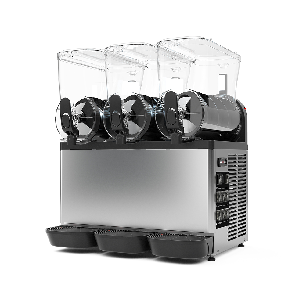 Máquina para sorbetto y granizados con 3 depósitos de 12 L + 12 L + 12 L y potencia de 1,1 kW