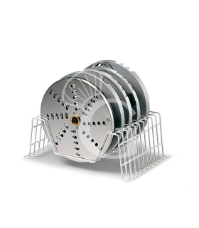 Porta discos de metal plastificado blanco para cortadora de verduras y mozzarella