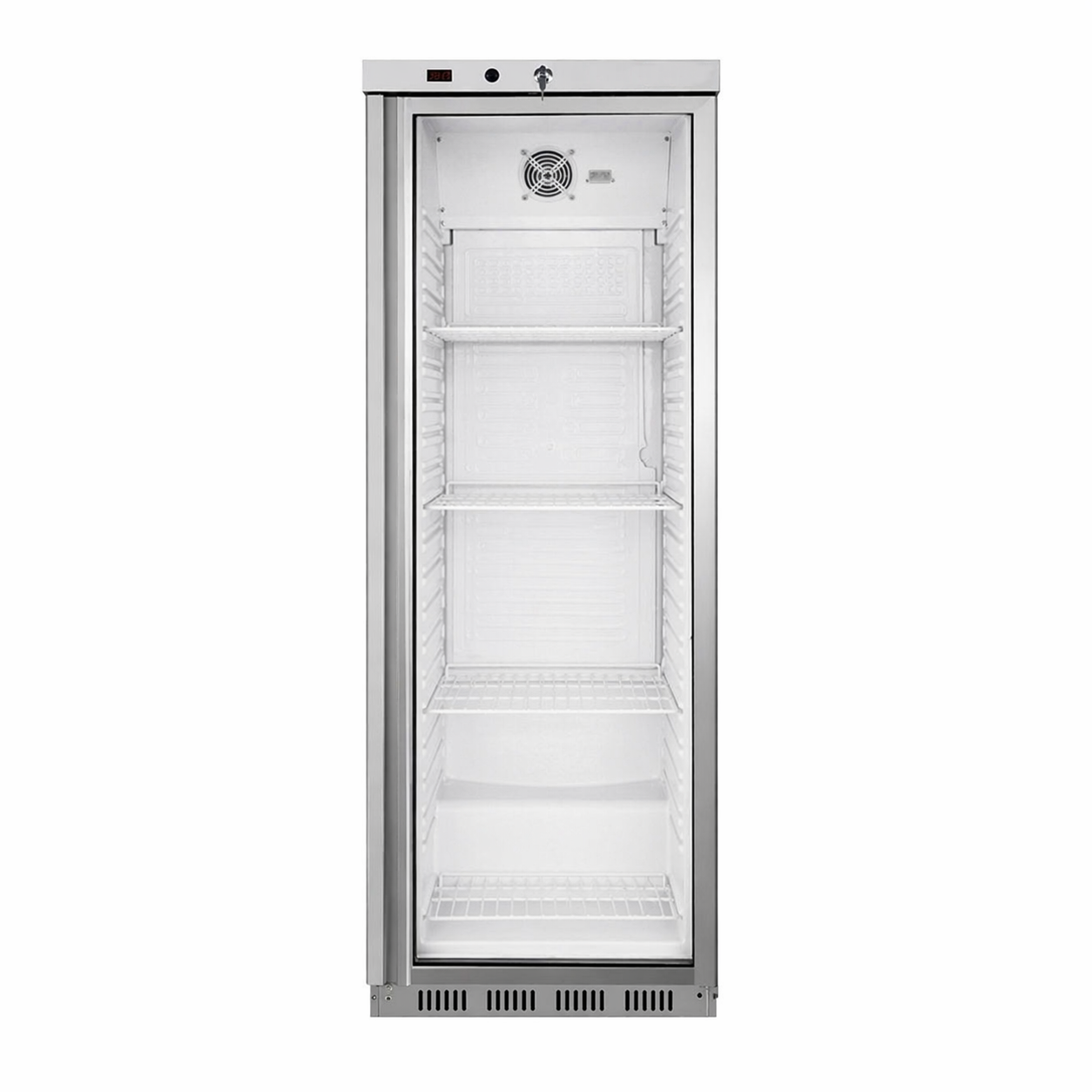 Armario refrigerado estático de acero inoxidable con puerta de vidrio +2°C/+8°C 350 LT