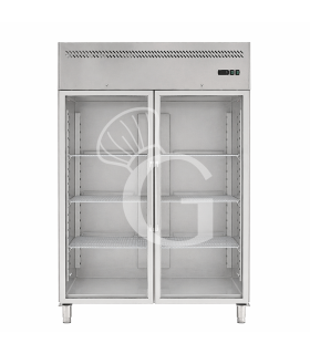 Armario frigorífico ventilado monobloque con puertas de cristal - temp. +0°C/+8°C - capacidad 1300 L