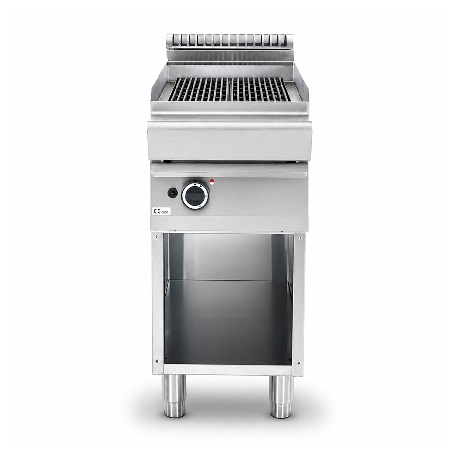 Parrilla de gas sobre mueble abierto con 1 zona de cocción y 700 mm de profundidad