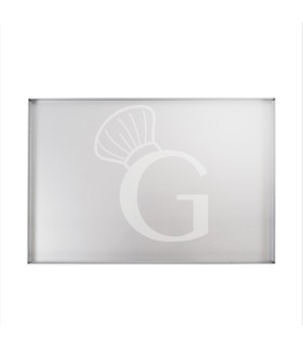 Molde rectangular de chapa aluminizada para pizza, L 598 mm x P 398 mm X A 20 mm