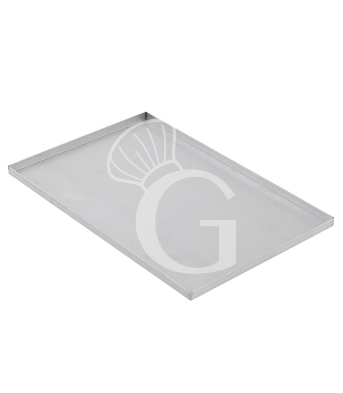 Molde rectangular de chapa aluminizada para pizza, L 598 mm x P 398 mm X A 20 mm