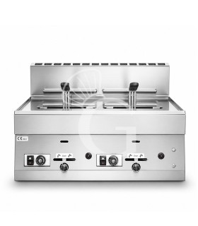 Freidora de sobremesa a gas con 2 cubetas, capacidad de 8 LT + 8 LT 12,6 kW