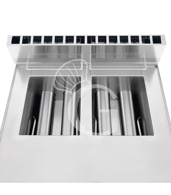 Freidora de sobremesa a gas con 2 cubetas, capacidad de 8 LT + 8 LT 12,6 kW