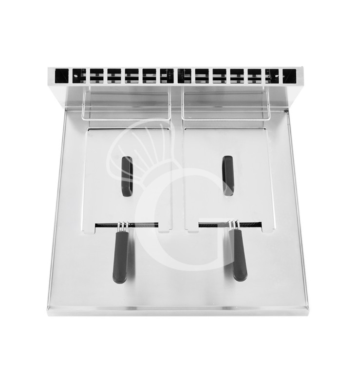 Freidora de sobremesa a gas con 2 cubetas, capacidad de 8 LT + 8 LT 12,6 kW