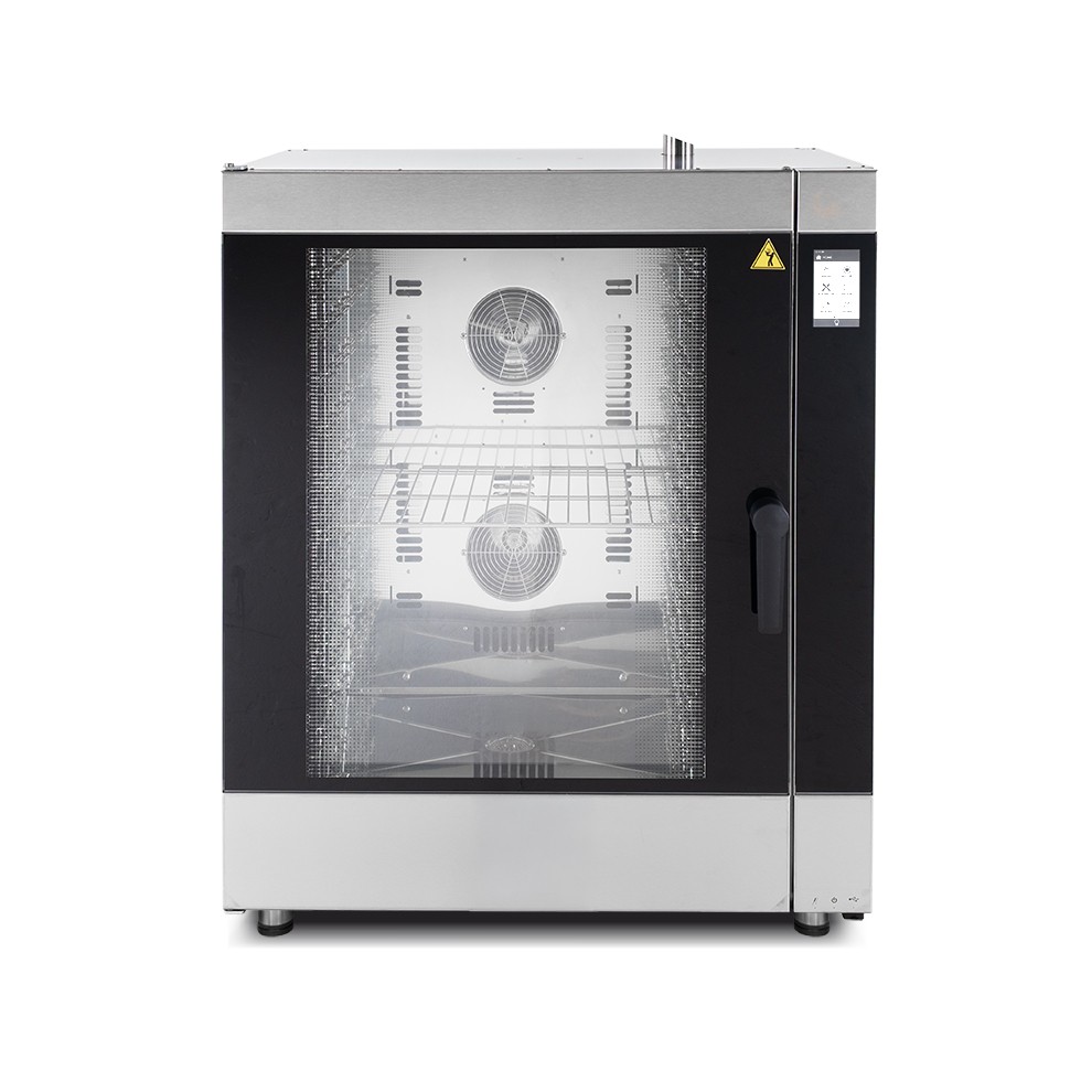 Horno eléctrico de convección-vapor, pantalla táctil, humidificador, 10 bandejas GN1/1 o 600x400 mm sistema de lavado automático