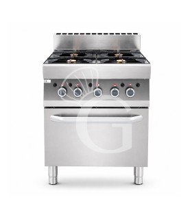 Cocina profesional de gas 4 fuegos con horno a gas profundidad 650 mm