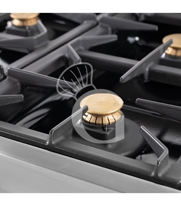 Cocina profesional de gas 4 fuegos con horno a gas profundidad 650 mm