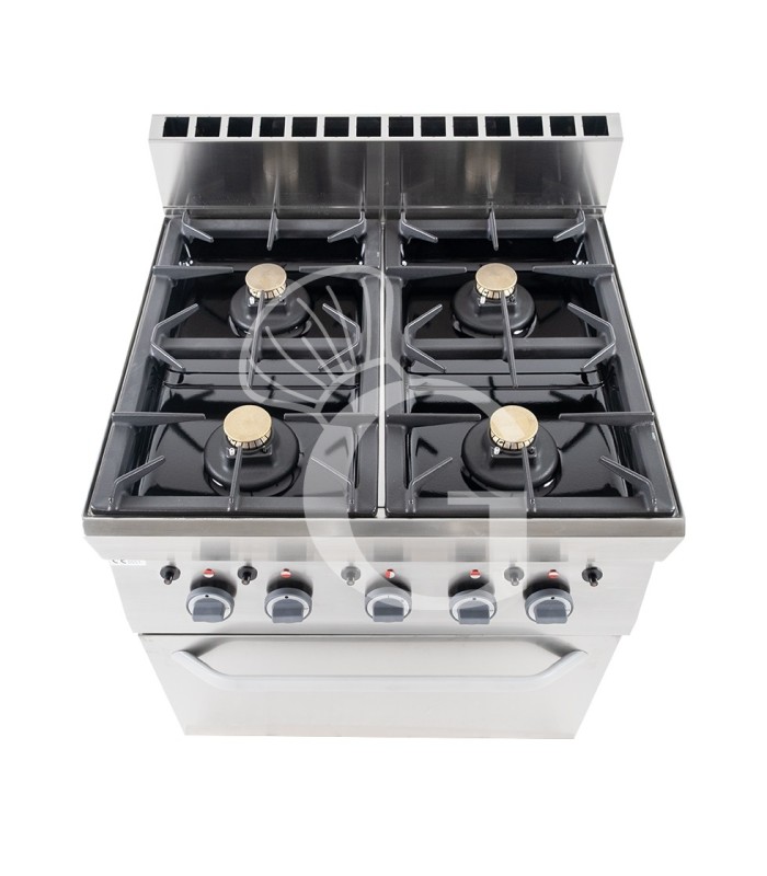 Cocina profesional de gas 4 fuegos con horno a gas profundidad 650 mm