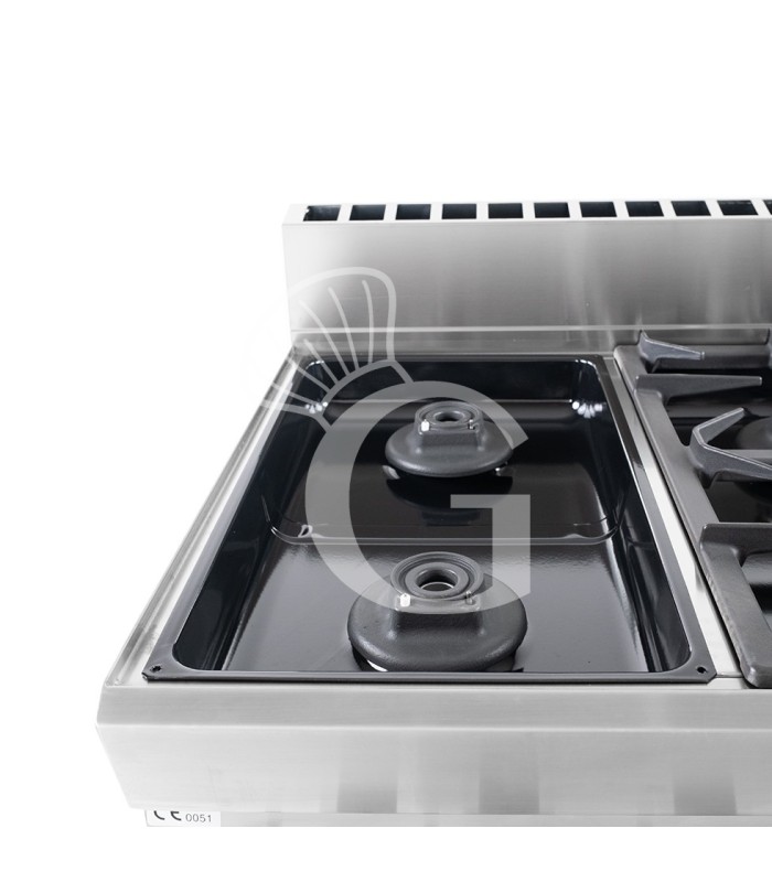 Cocina profesional de gas 4 fuegos con horno a gas profundidad 650 mm