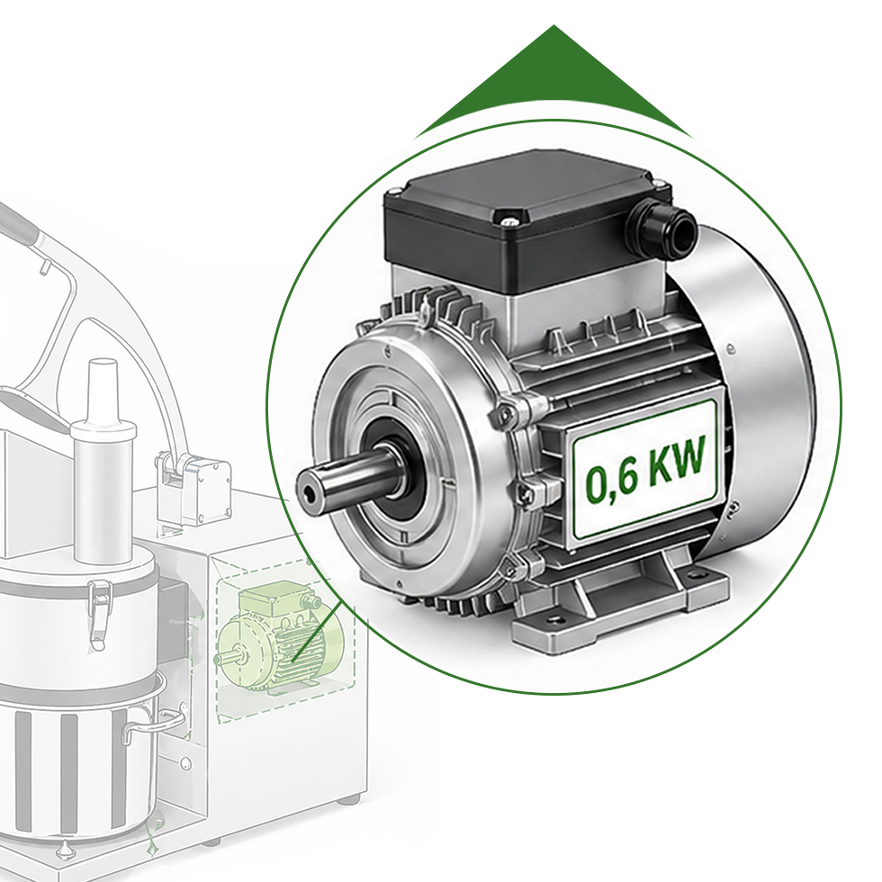 Motor potenciado a 0,6 kW para cortaverduras modelo TV4000
