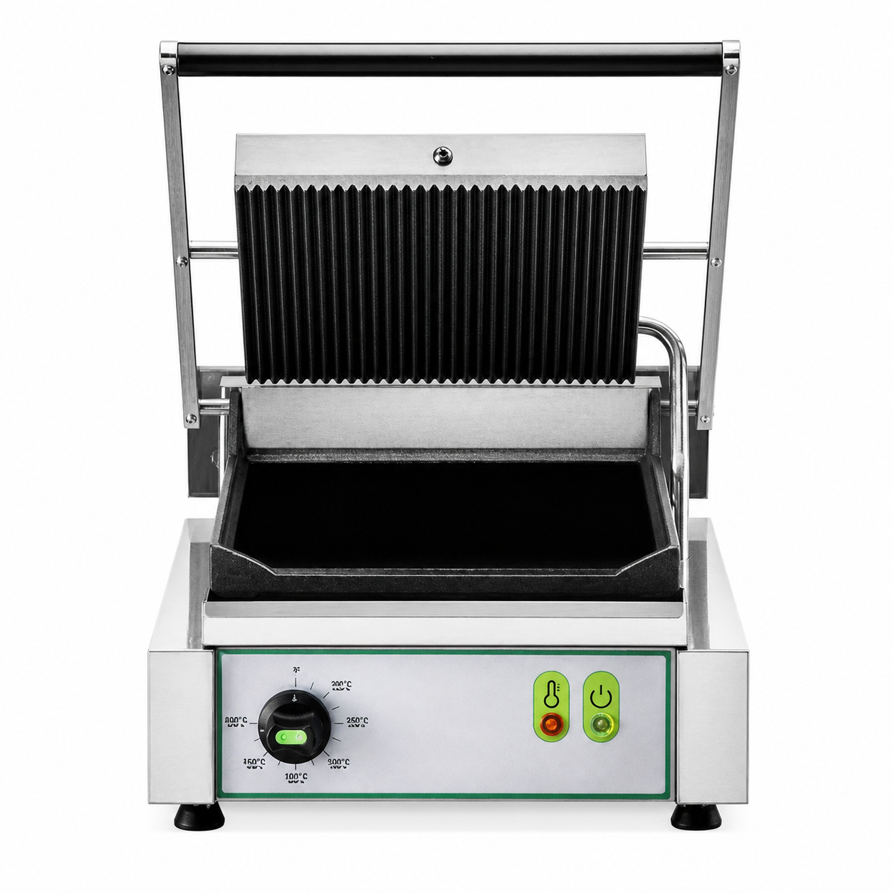 Sandwichera profesional en hierro fundido, 2,2 kW – placa superior acanalada e inferior lisa