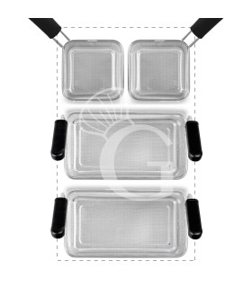 Juego de cestas para cocción de pasta 2× GN 1/6 + 2×GN 1/3 –H 200 mm–acero inox compatible SCP1V90G,SCP2V90G,SCP2V90E,SCP1V90E
