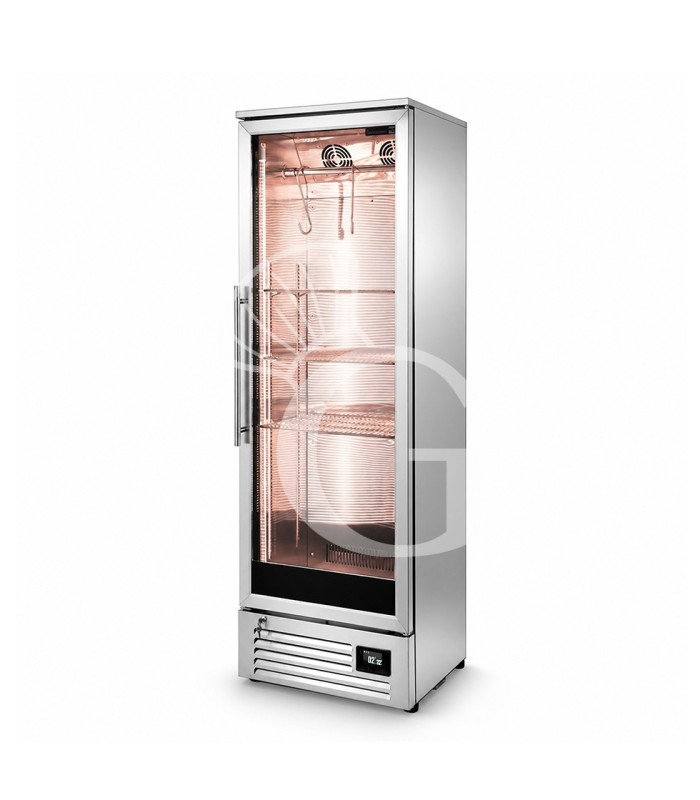 Armario maduración carne +2/+10 °C, 270 L, puerta de cristal, UV y control de humedad