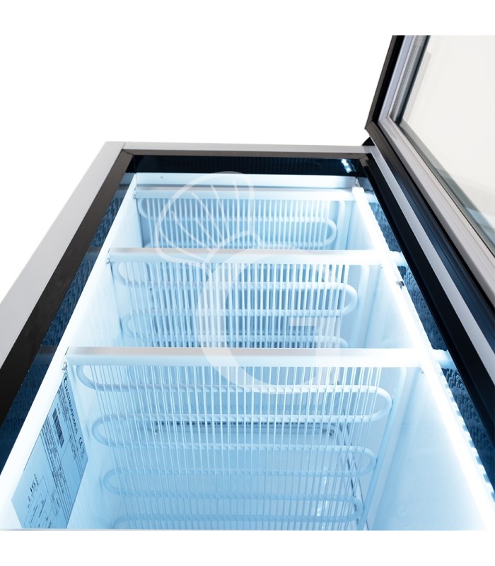 Armario congelador estático slim con puerta de cristal, 208 L, –18/–22 °C, color blanco