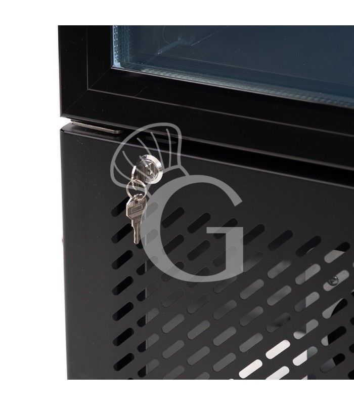 Armario congelador estático slim con puerta de cristal, 208 L, –18/–22 °C, color negro