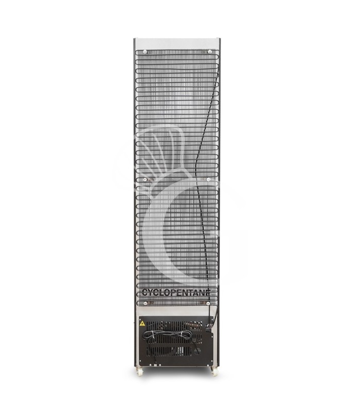 Armario congelador estático slim con puerta de cristal, 208 L, –18/–22 °C, color negro