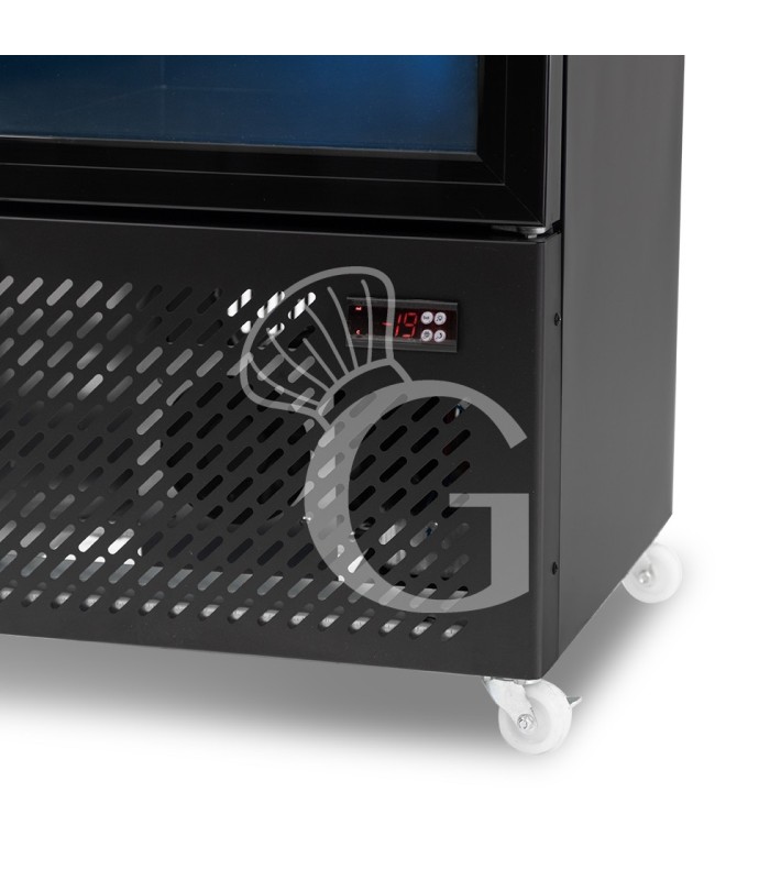 Armario congelador estático slim con puerta de cristal, 208 L, –18/–22 °C, color negro
