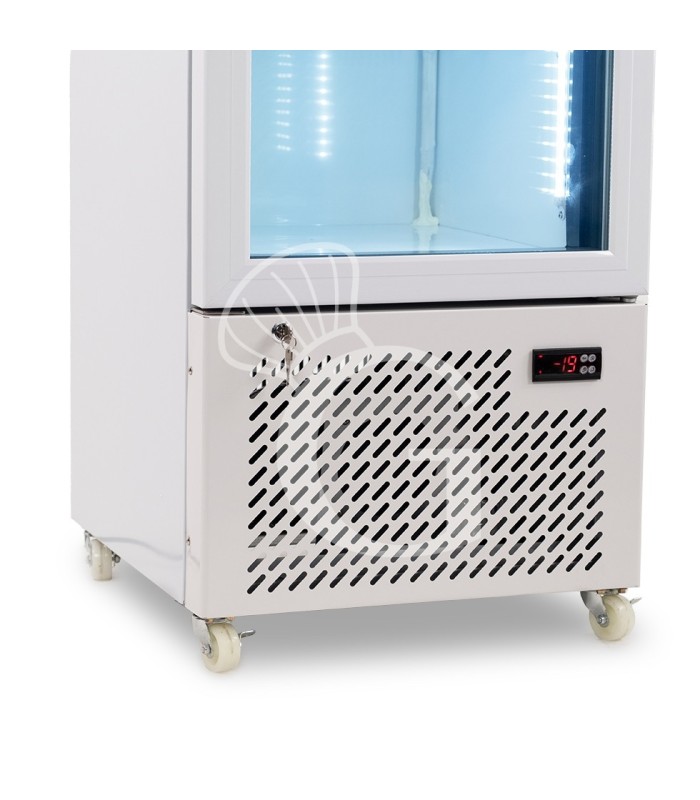 Armario congelador estático slim con puerta de cristal, 208 L, –18/–22 °C, color blanco
