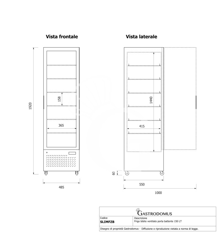 Armario congelador estático slim con puerta de cristal, 208 L, –18/–22 °C, color negro