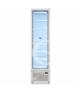 Armario congelador estático slim con puerta de cristal, 208 L, –18/–22 °C, color blanco