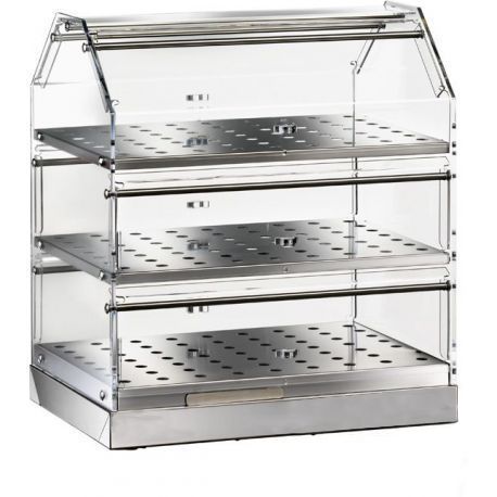 Vitrina neutra hostelería en acero inoxidable 3 estantes, L 850 mm x P 350 mm x A 500 mm