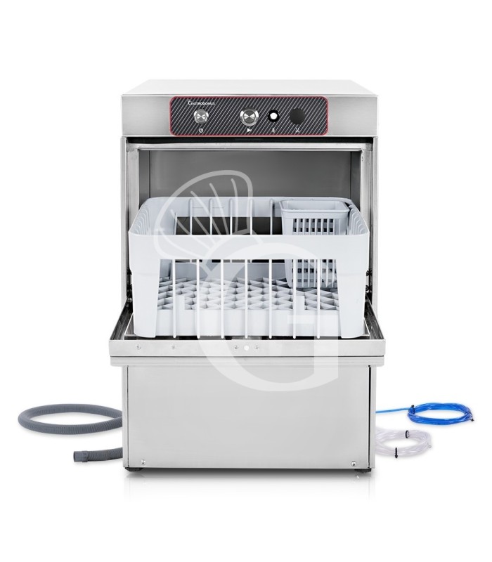 Lavavasos profesional 40x40 H270 electromecánico monofásico con dosificador detergente y abrillantador
