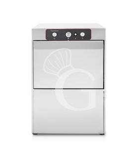 Lavavasos profesional 40x40 H270 electromecánico, de doble pared, con dosificador de abrillantador/detergente y bomba de desagüe