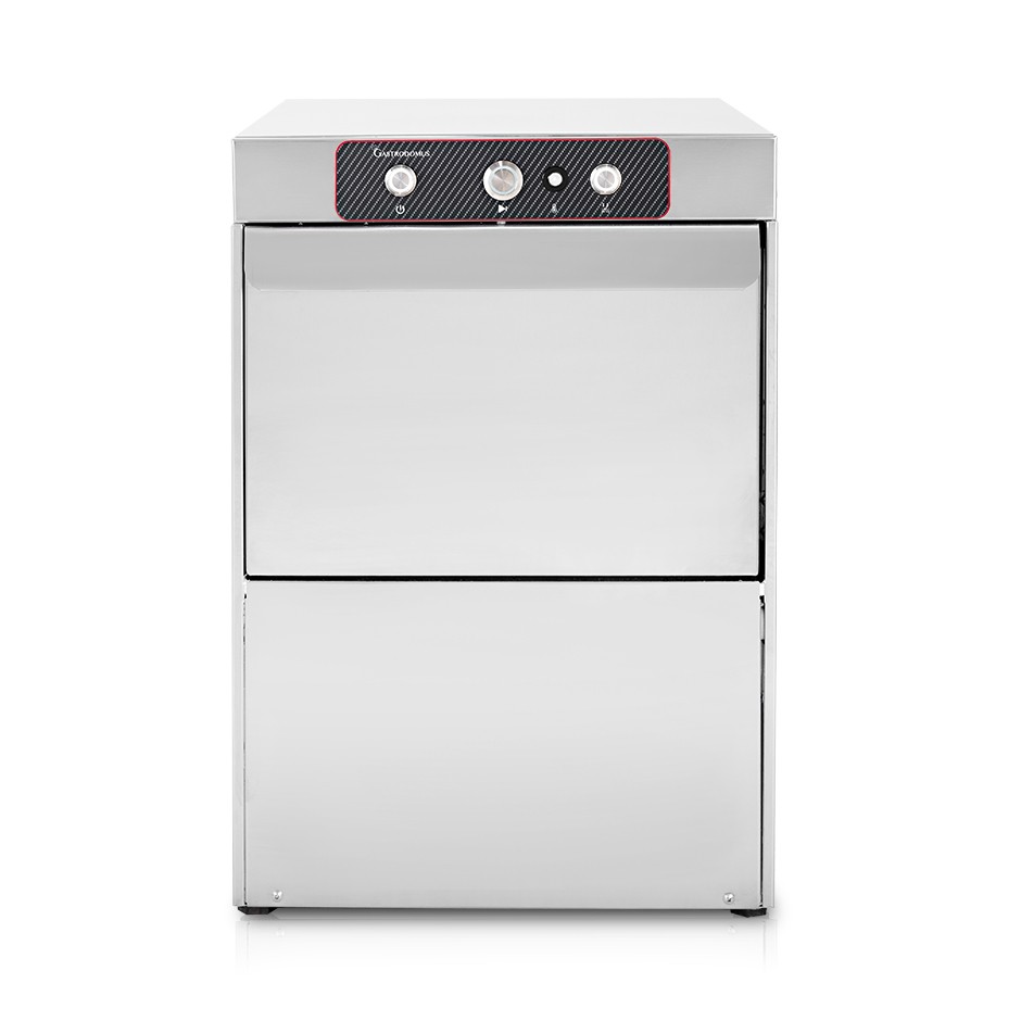 Lavavasos profesional 40x40 H270 electromecánico, de doble pared, con dosificador de abrillantador/detergente y bomba de desagüe
