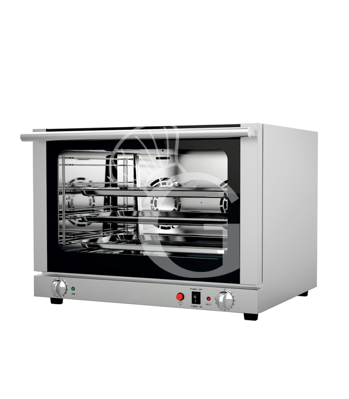 Horno eléctrico, con humidificador, mandos mecánicos, puerta abatible, monofásico para 4 bandejas GN 1/1