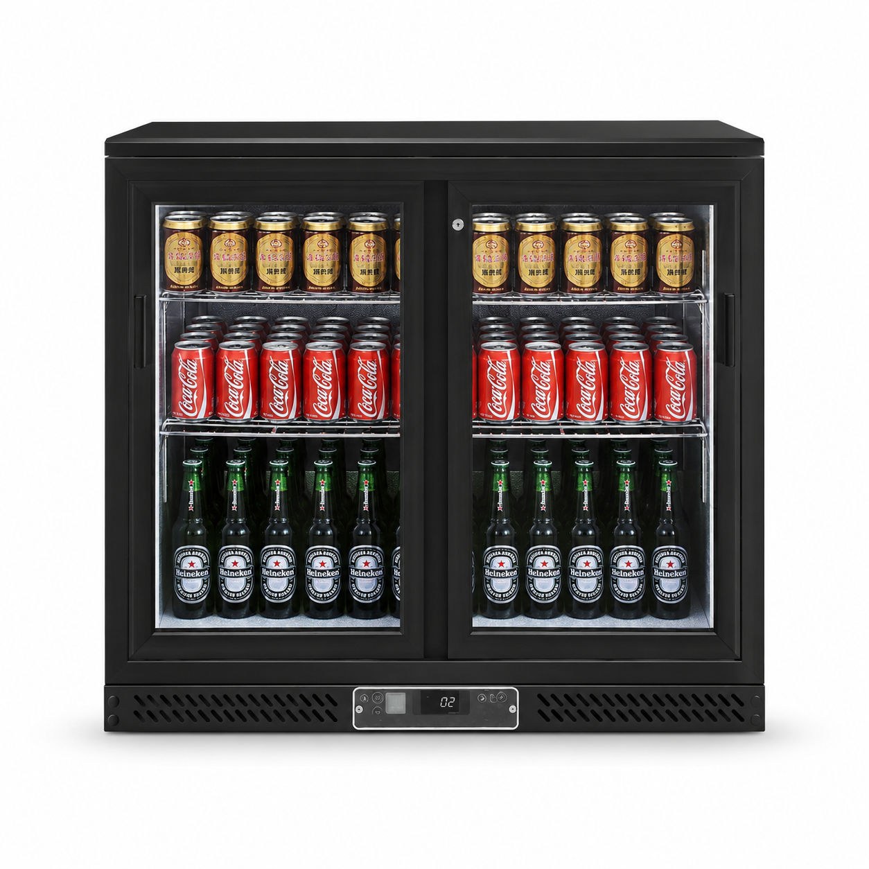 Vitrina refrigerada horizontal ventilada para bebidas con 2 puertas correderas 223 LT +2°C/+8°C, A 920 mm