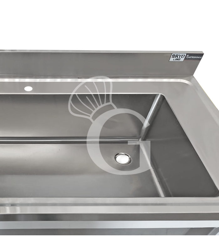 Fregadero utensilios en acero inox, puertas correderas,peto,1seno,L1600 x P600 x H965mm-con orificio grifo  Ø 32mm