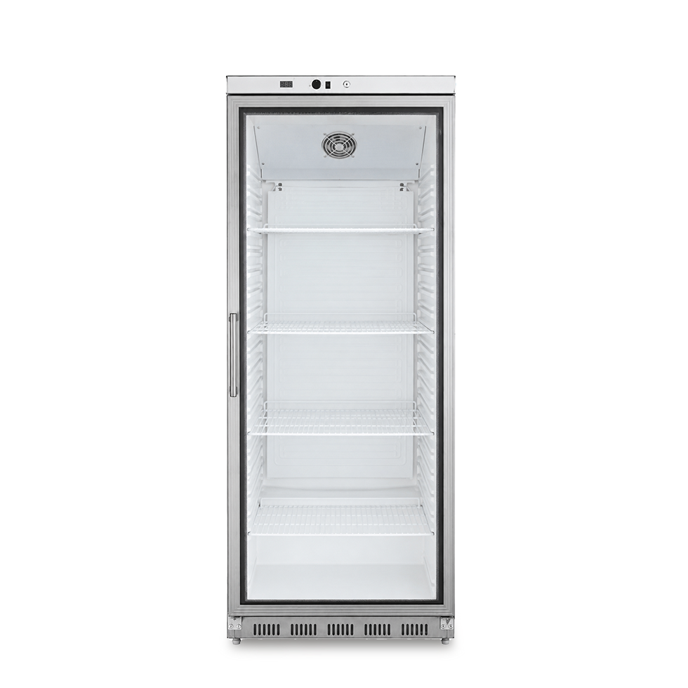 Armario refrigerado estático en acero inoxidable con puerta de vidrio +2 °C/+8 °C – capacidad 570 L