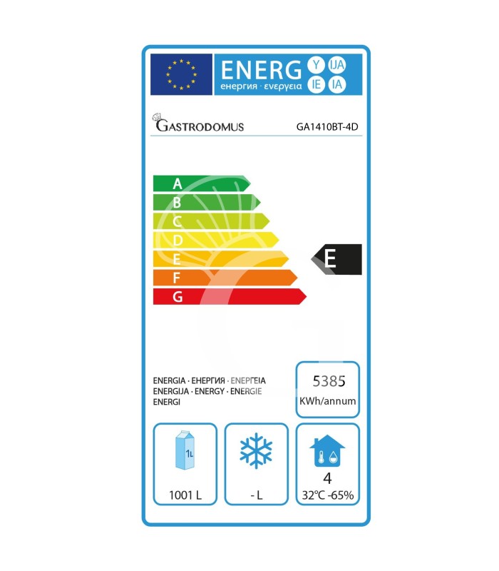 Armario congelador ventilado con 2 puertas y 4 cajones –18 °C / –22 °C - 1333 L - clase energética E