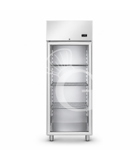 Armario refrigerado ventilado de acero inoxidable con puerta acristalada, 700 litros, 0°C/+10°C - clase de energía D