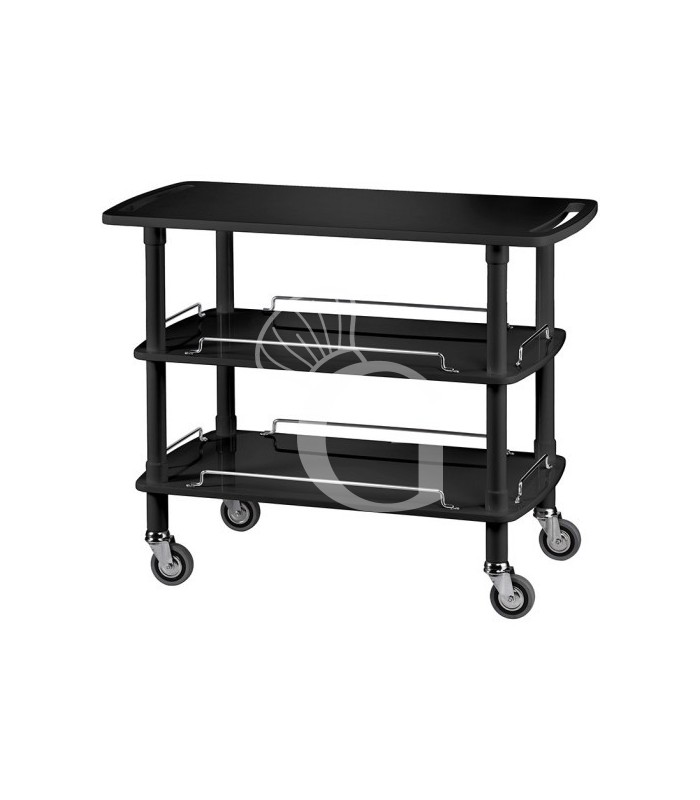 Carrito de servicio de madera con 3 estantes, color negro - L 1100 × P 550 × H 890 mm