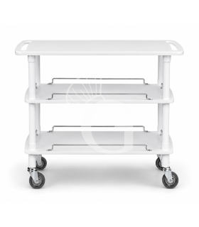 Carrito de servicio de madera con 3 estantes, color blanco - L 1100 × P 550 × H 890 mm