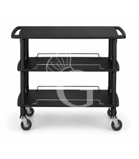 Carrito de servicio de madera con 3 estantes, color negro - L 1100 × P 550 × H 890 mm