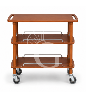 Carrito de servicio de madera con 3 estantes, color nogal - L 1100 × P 550 × H 890 mm
