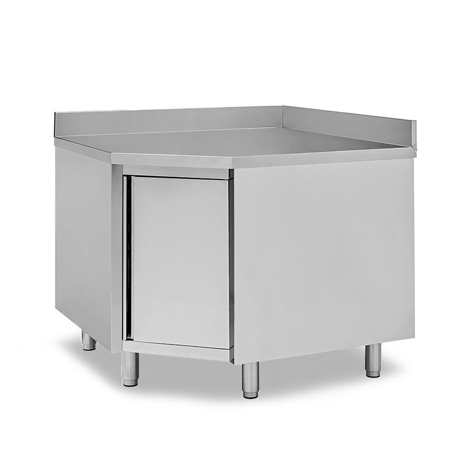 Mesa rinconera con puerta batiente y peto, profundidad 600 mm