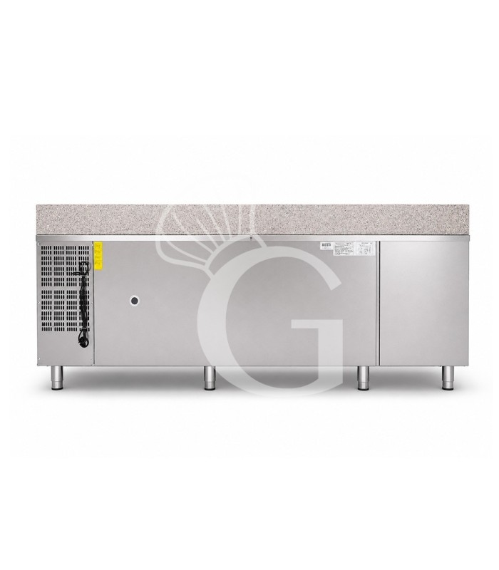 Banco de pizza refrigerado con encimera de granito, 3 puertas y 7 cajones, 580 L