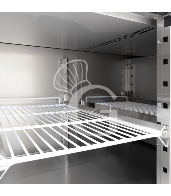 Banco de pizza refrigerado con encimera de granito, 3 puertas y 7 cajones, 580 L
