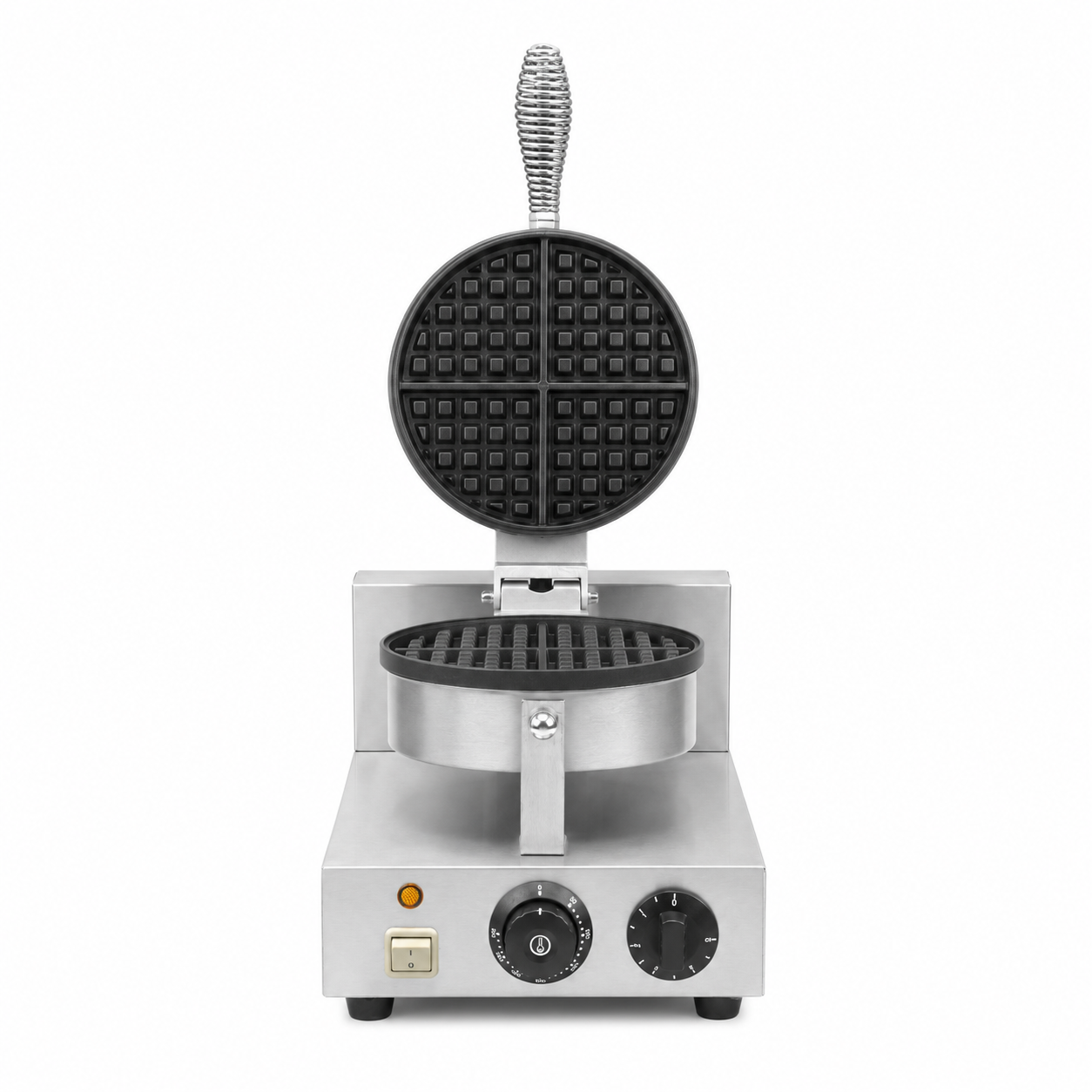 Gofrera 1000 W estructura de acero inoxidable Placa de cocción teflonada L 255 mm x P 435 mm x H 255/570 mm