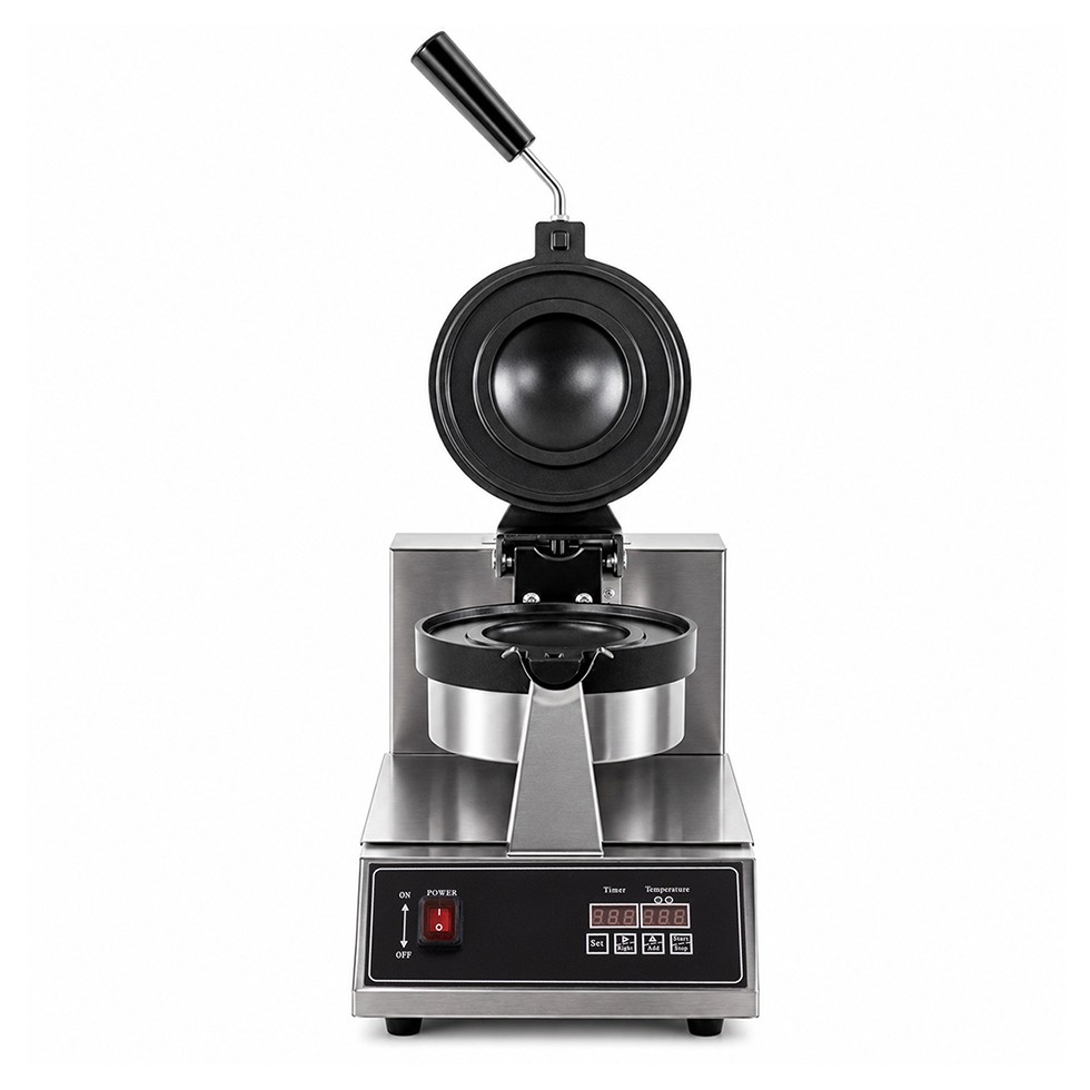 Máquina de prensado sándwiches helado/salado de teflón redonda, giratoria - potencia1100 W