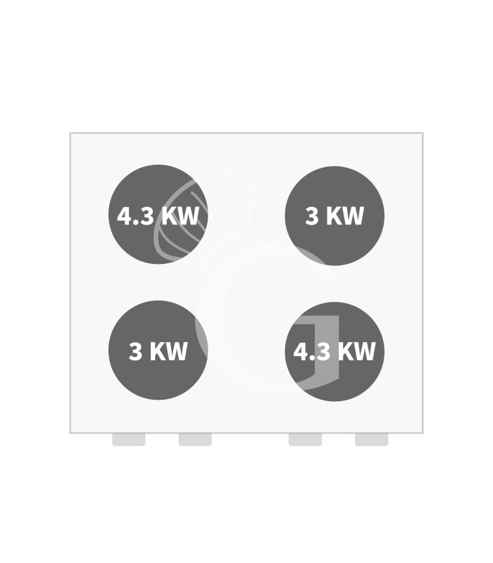 Cocina profesional de gas 4 fuegos horno eléctrico estático profundidad 700 mm