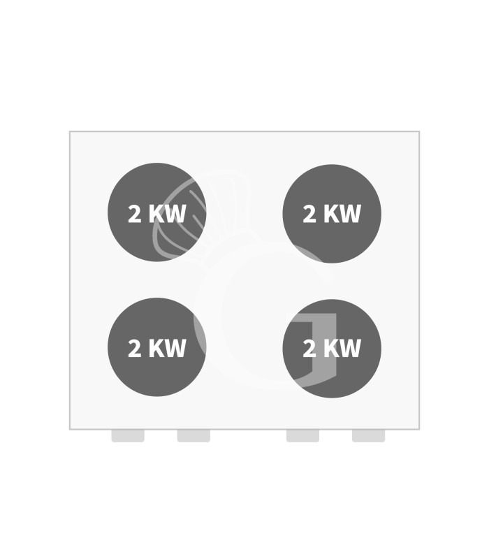 Cocina eléctrica profesional de 4 placas de alta potencia con horno eléctrico de convección GN 2/3, profundidad 600 mm