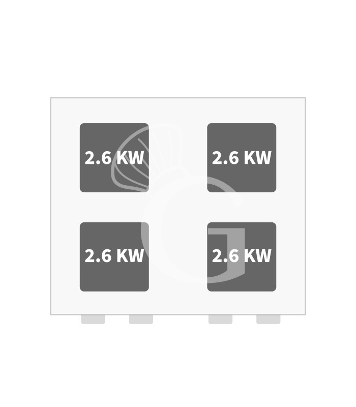 Cocina eléctrica profesional 4 placas cuadradas en mueble abierto de 700 mm de profundidad